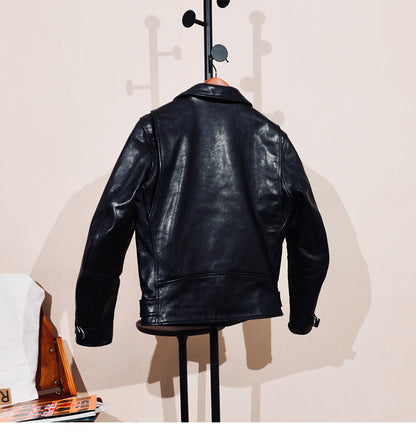 ◇ヴィンテージ復刻デザインJ-24型◇植物タンニン鞣しホースハイド  ダブルライダースジャケット◇S～4XL