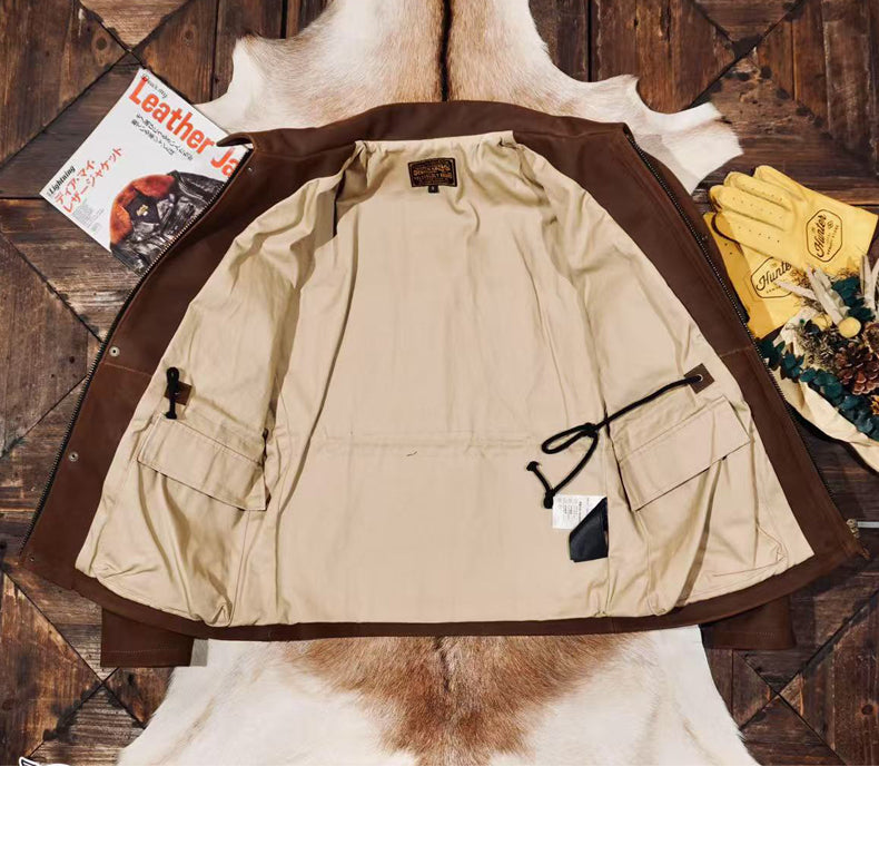 ★ヴィンテージ復刻 カウレザーハンティングジャケット★S～4XL