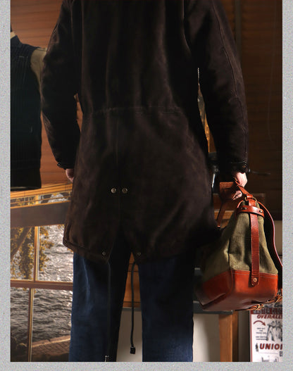 ▲ヴィンテージ復刻 イタリア産スウェードレザーM-51 フィッシュテイルコート▼ダークブラウン