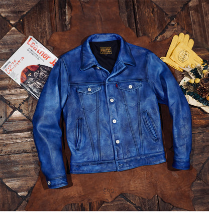 ★507 type3型 復刻モデル シープレザージャケット★ブルー S～4XL