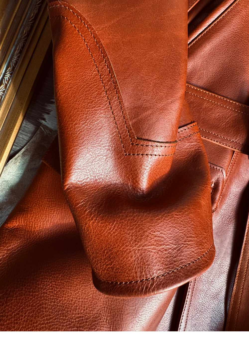 ★ナバホブランケット裏地★アメリカ産植物タンニン鞣しカウレザー×ムートン ランチコート★