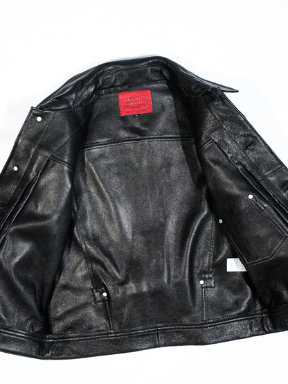★1st型 506復刻モデル ゴートレザースウェードレザージャケット★ブラック S～3XL