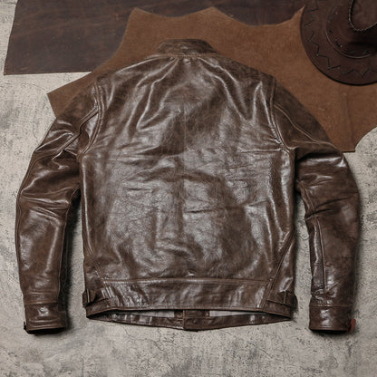 ★1930's VINTAGE復刻デザイン カウレザーコサックジャケット★ブラウン