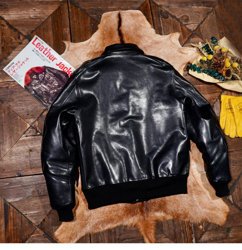 △ヴィンテージ復刻 植物タンニン鞣しホースハイドレザー A-2ジャケット▽S～5XL