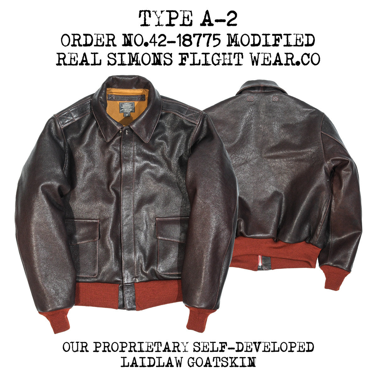 1.3㎜厚△ヴィンテージ復刻 ゴートレザー A-2ジャケット▽S～3XL