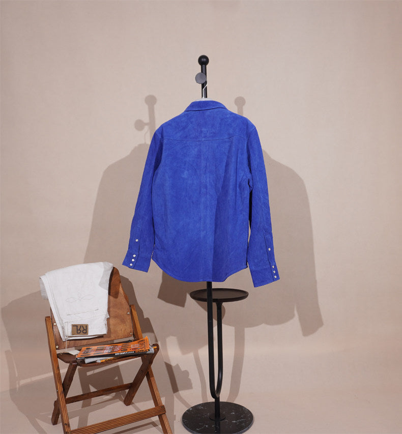 ４色展開☆カウレザー スウェード ウエスタンシャツ☆S～4XL