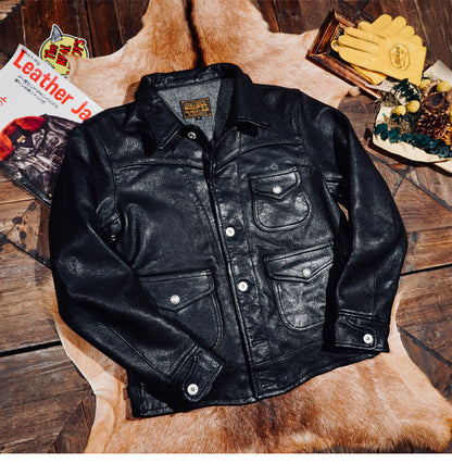 ☆コンチョボタン ウォッシュ シープレザー ウエスタンジャケット☆S～4XL