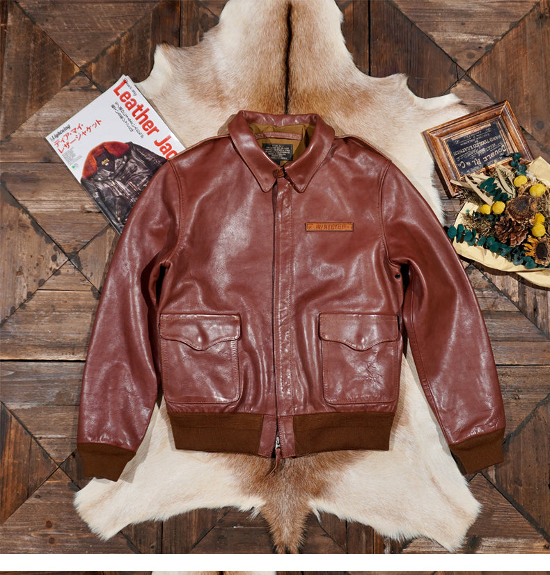 ☆ヴィンテージ復刻 植物タンニン鞣しカーフレザー A-2ジャケット☆