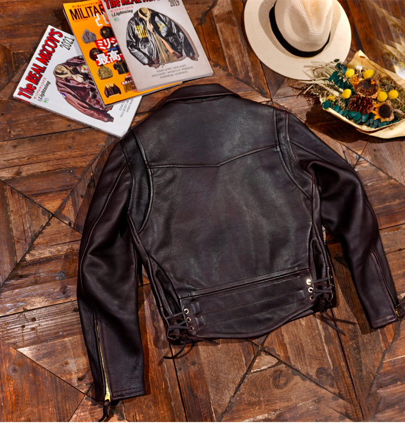 売れ筋がひ！ 極厚 2mm厚 上質の牛革使用◇ヴィンテージ復刻 オイルワックス Jacket Outer
