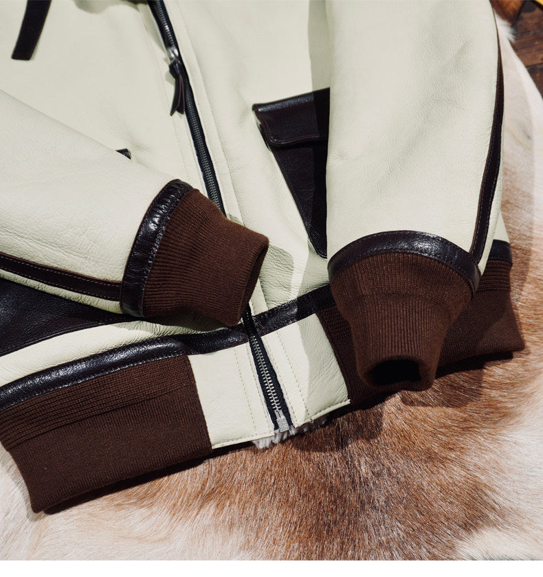 ◆オーストラリア産ムートン A-2フライトジャケット◆ホワイト S～4XL