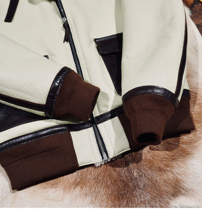 ◆オーストラリア産ムートン A-2フライトジャケット◆ホワイト S～4XL