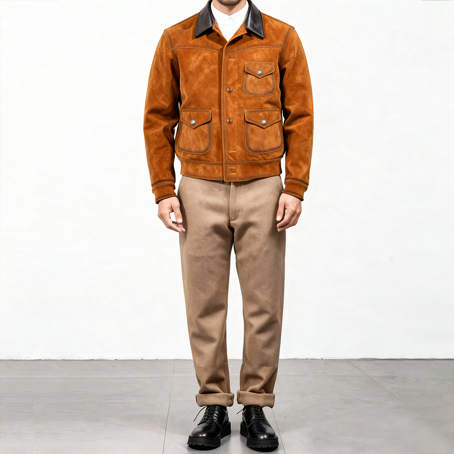 ★ヴィンテージ復刻 ヌバックレザー ウエスタンジャケット★S～5XL