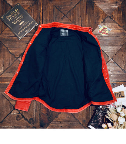 圧倒的スペシャルピース★ウォッシュ加工★ゴートスキンレザー ウエスタンシャツ★S～4XL