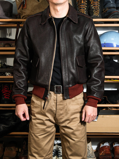 1.3㎜厚△ヴィンテージ復刻 ゴートレザー A-2ジャケット▽S～3XL