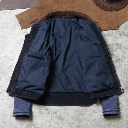 絶妙なくすんだブルーが絶妙★スウェード シングルライダースジャケット★M～4XL