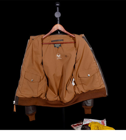 ▲ヴィンテージ復刻 茶芯シープレザー A-2ジャケット▼
