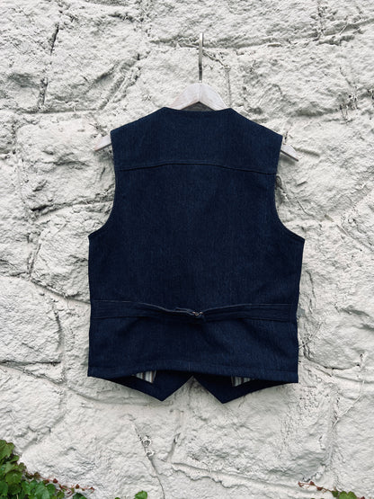 ◆刺し子地 藍染め ワークベスト S～4XL◆