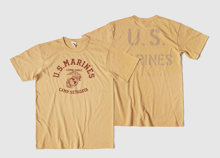 ２色展開◆色味、プリントの雰囲気もGOOD◆ヴィンテージ復刻 US MARINES プリント Ｔシャツ◆S～2XL