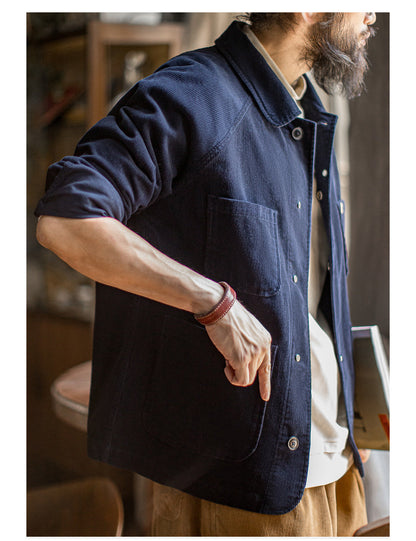 ◇コットン100% ネイビーコーデュロイ ラグランカバーオール ジャケット◇S～2XL