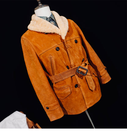 ★カウレザー×ムートン使用 ランチコート★S～4XL