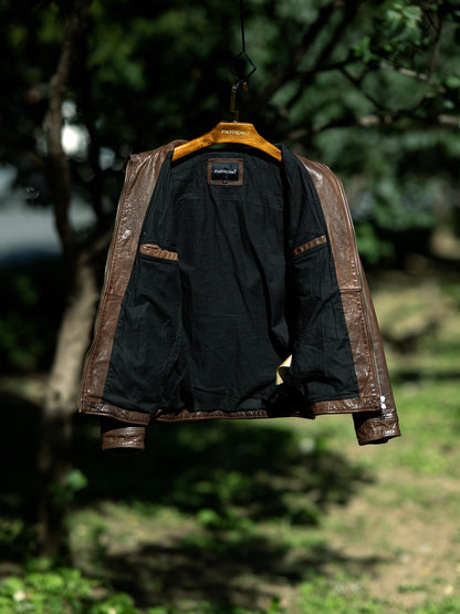 ★カウレザー スポーツジャケット★M～3XL ブラウン