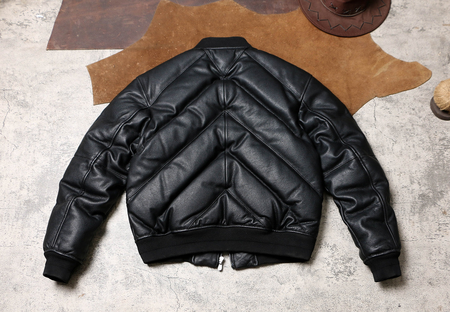 ◇カウレザーショートダウンジャケット◇ S～4XL